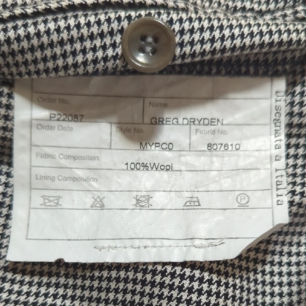 Unbranded Tailored Italian Wool Black/White Herringbone Suit Men's Size 50